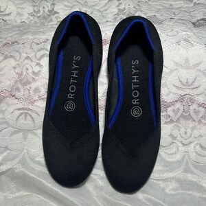 Rothy's Women's Flats in Black with Blue Trim